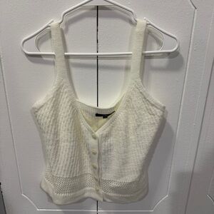 Lulu's Cream Knit Button-Front Crop Top
